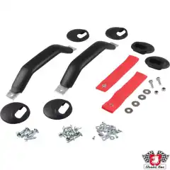 RS door pull handle set with red straps and black handles. Modification on interior door panels needed