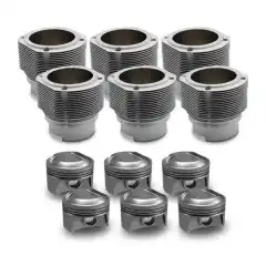 Porsche&reg; 911 2.5 Short Stroke (2.5SS) 89mm Nickies&trade; Cylinder and 10.3:1 Mahle&reg; Piston Set by Mahle Motorsports. Back by popular demand, this set features Mahle Motorsport&rsquo;s billet pistons as forgings are no longer available from Mahle to make these pistons. Included 103-89 Nickies Cylinders use standard 2.7 case registers and no cylinder head sealing ring provision.